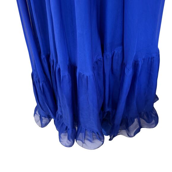 Mac Duggal 67911 Ruffle Tiered Cut Out Chiffon Gown Dress Cobalt Blue Size 0 NWT - Picture 6 of 12